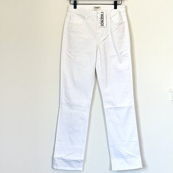NWT L'AGENCE White Courtney Straight Leg Jeans - Size: 25 - Picture 1 of 6